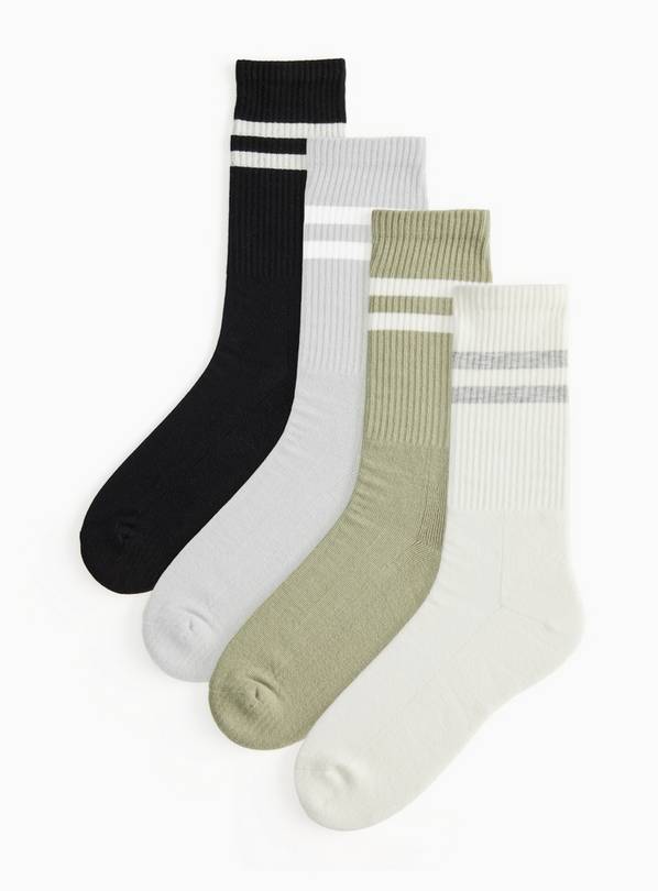 Mono Cropped Ribbed Sport Ankle Socks 4 Pack 9-12